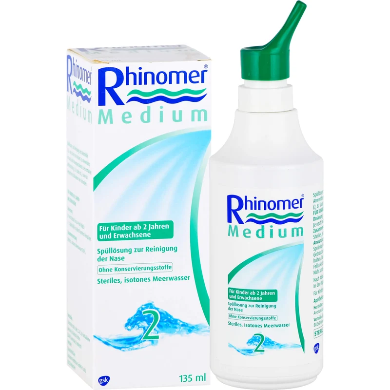 Rhinomer 2 Medium Nasenspray für Erwachsene und Kinder ab 2 Jahren, 135 ml Lösung