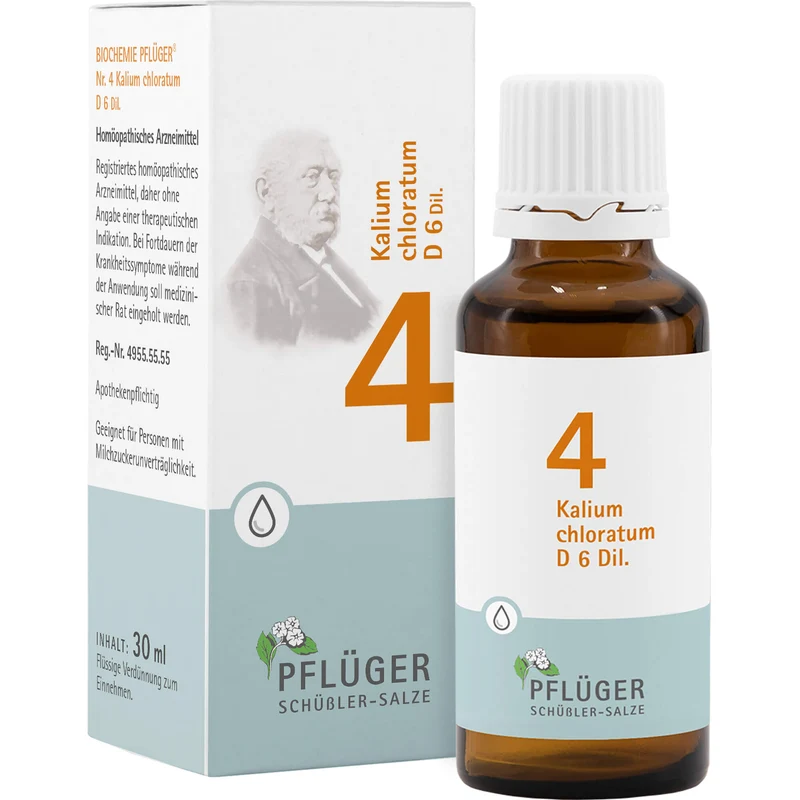 Pflüger Biochemie Nr.4 Kalium chloratum D6 Dilution, 30 ml Lösung