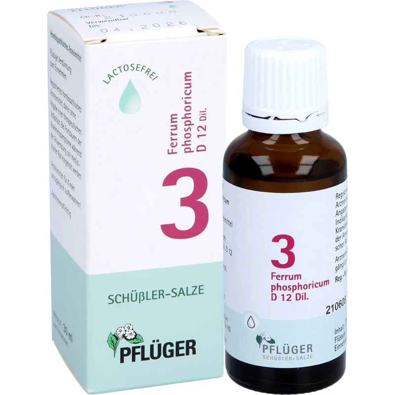 Pflüger Biochemie Nr.3 Ferrum phosphoricum D12 Dilution, 30 ml Lösung