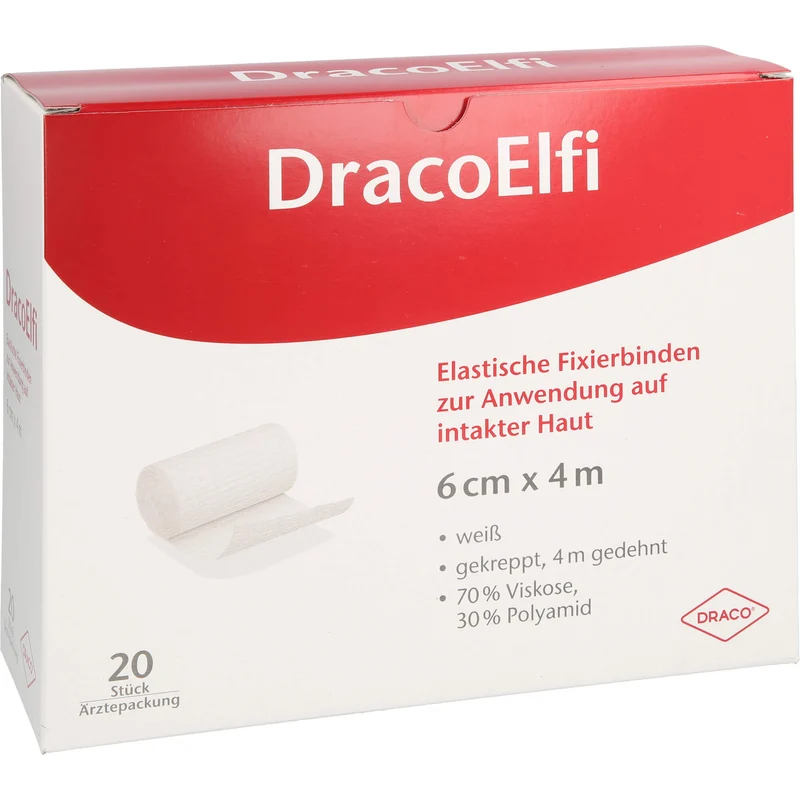 DracoELFI Elast.Fixierbinde gekreppt 4mx6cm cello, 20 St BIN