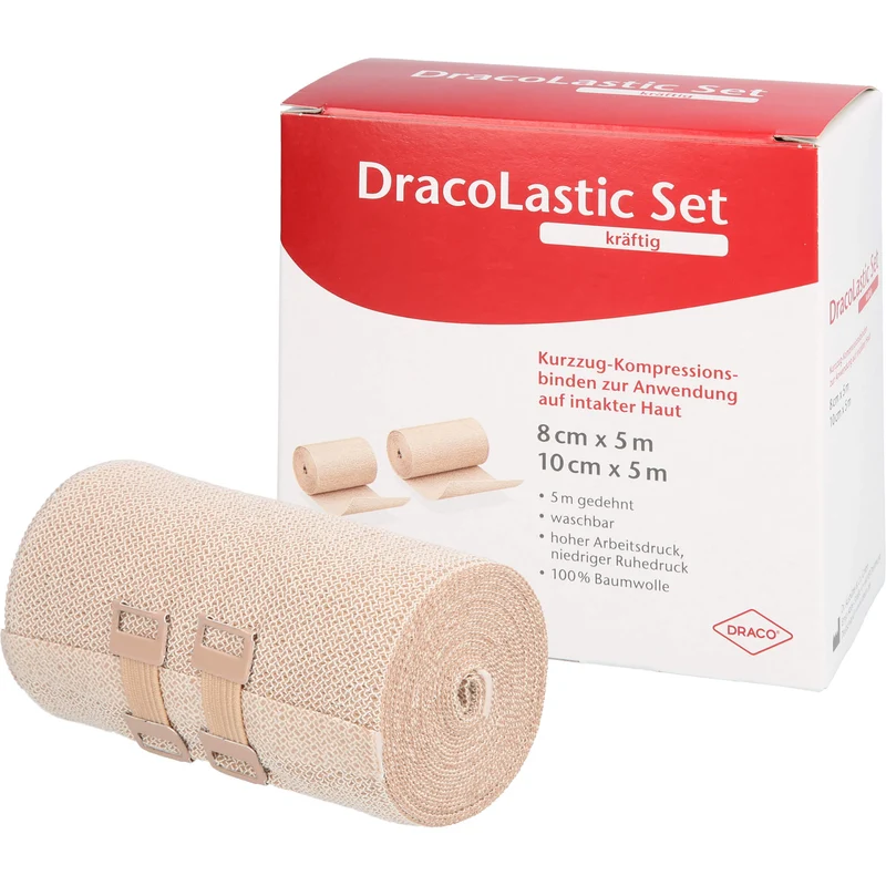 DracoLastic Set kräftig Kurzzug-Kompressions-Binden 8 cm x 5 m und 10 cm x 5 m, 2 St. Packung