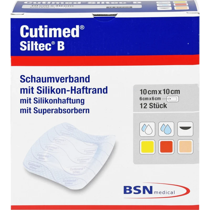 Cutimed Siltec B 10x10 cm, 12 St KOM