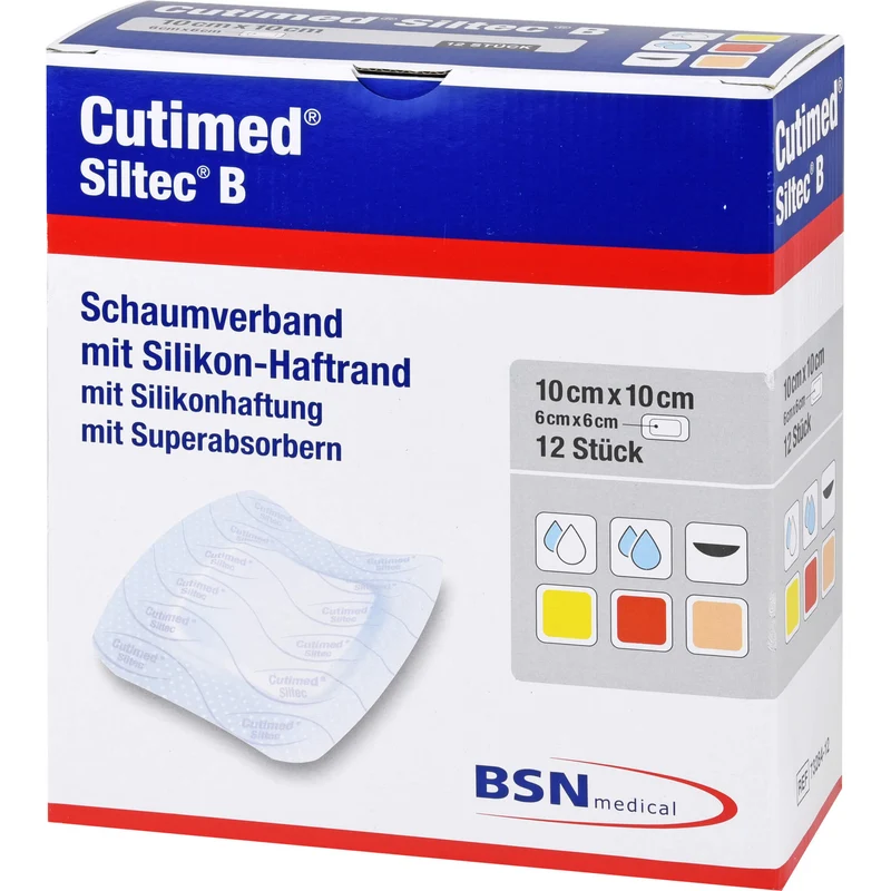 Cutimed Siltec B 10x10 cm, 12 St KOM