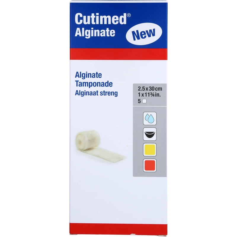 Cutimed Alginate 2,5x30cm Alginattamponade, 5 St TPO