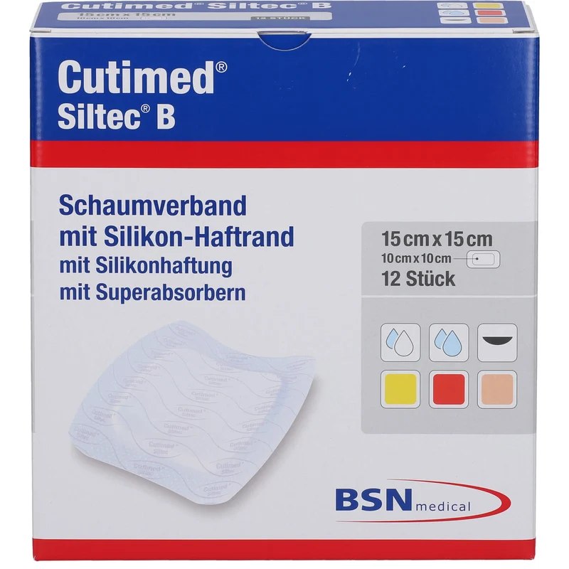 Cutimed Siltec B 15x15cm, 12 St KOM