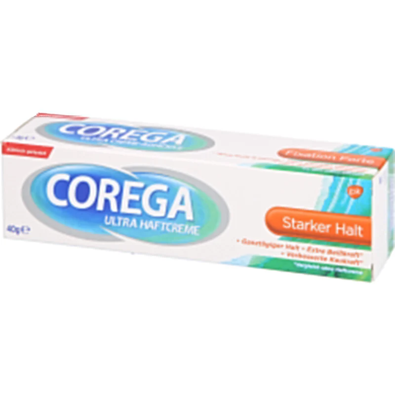 Corega ultra Haftcreme mit starkem Halt für Teil- und Vollprothesen, 40 g Creme