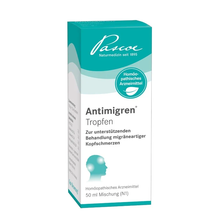 Antimigren Tropfen zur unterstützenden Behandlung migräneartiger Kopfschmerzen, 50 ml Lösung