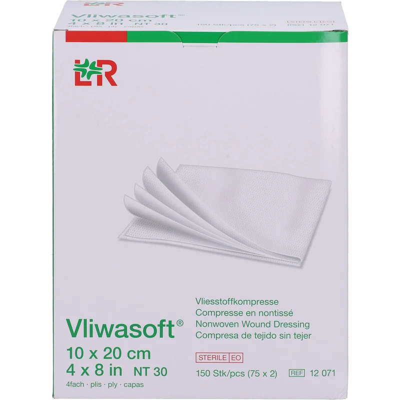 Vliwasoft Vliesstoffkompresse steril 10x20cm, 150 St KOM