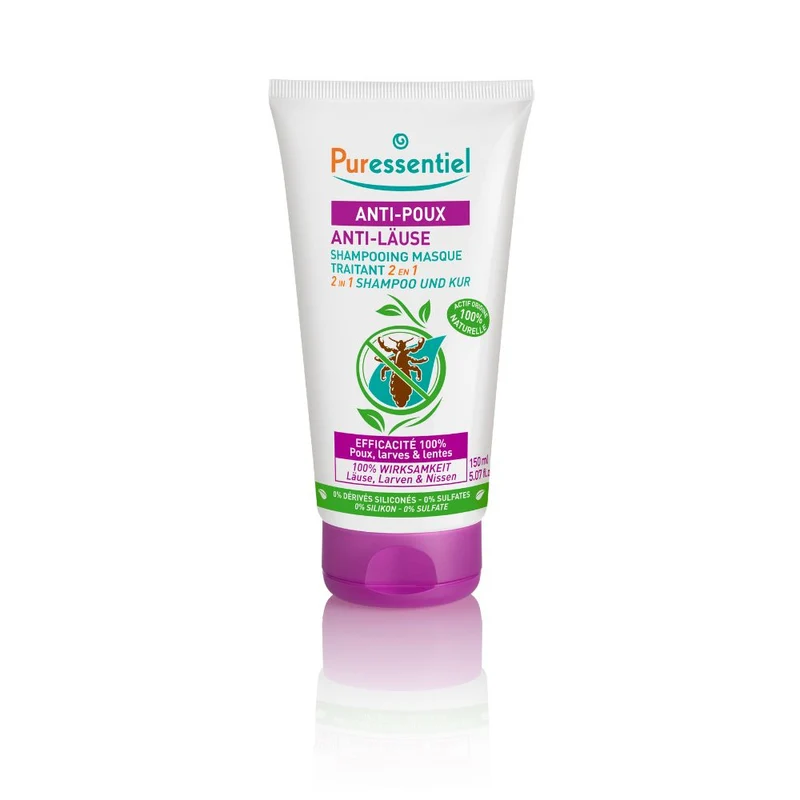 Puressentiel Anti-Läuse Komplette Behandlung mit Shampoo und Kamm – entfernt Läuse, Larven und Nissen, 150 ml Shampoo + Kamm, 150 ml Shampoo