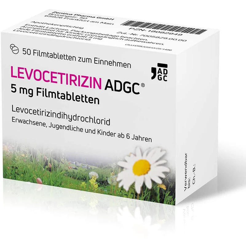 ADGC 5 mg Levocetirizin Filmtabletten zur Linderung von Allergien, 50 St. Tabletten