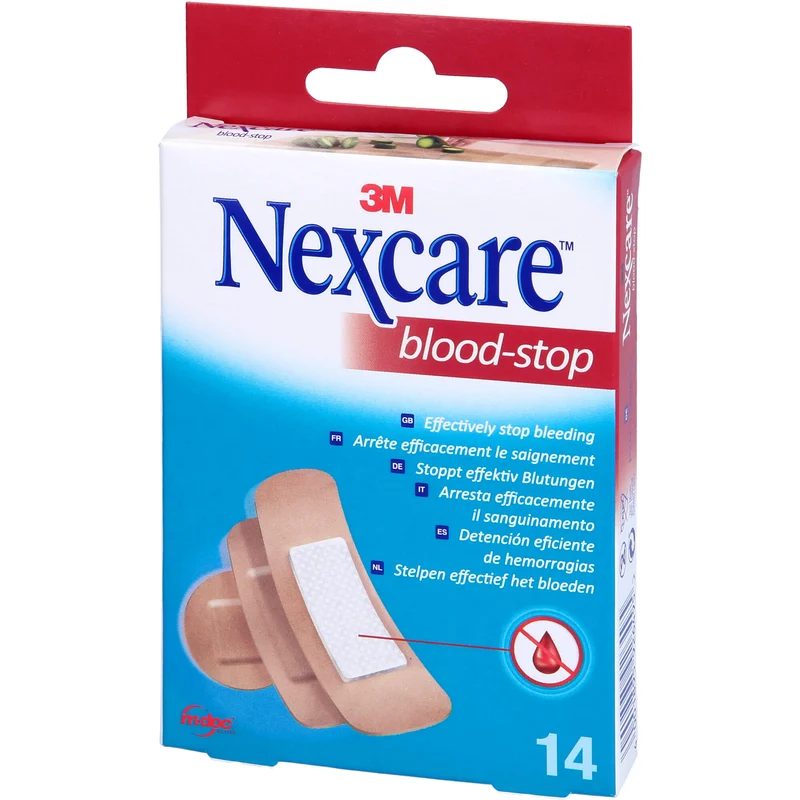 Nexcare Blood Stop Pflaster reduziert den Blutverlust und stoppt Blutungen schneller, 14 St. Pflaster