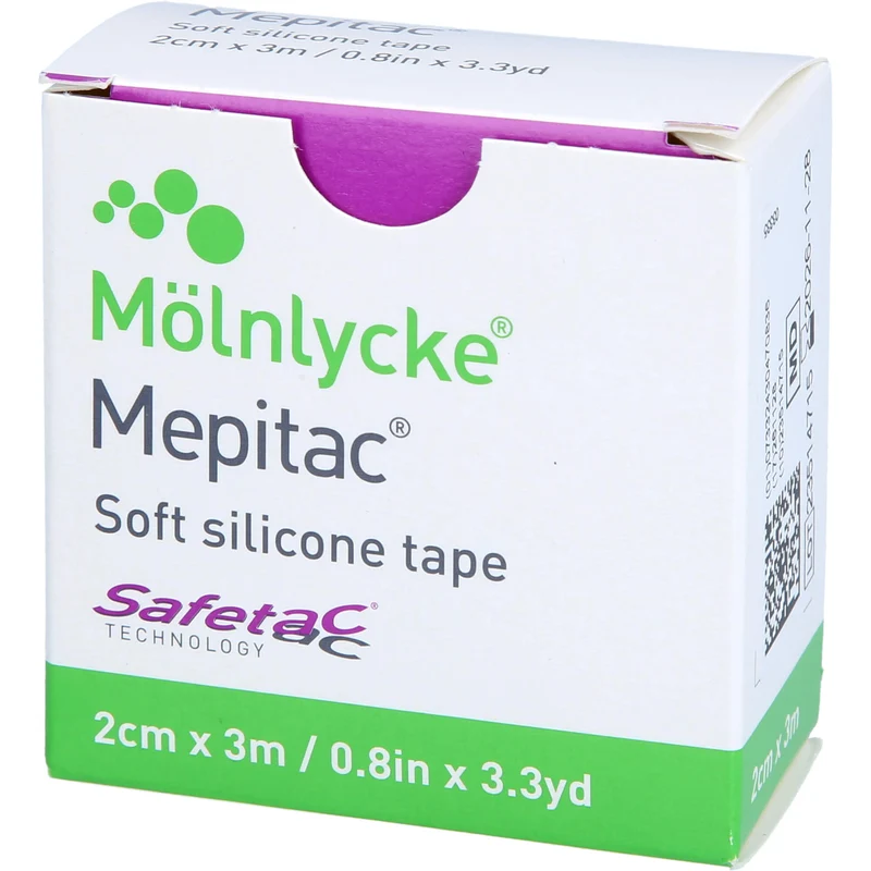 Mepitac 2 cm x 3 m sanfter, flexibler medizinischer Klebeverband in Rollenform, 1 St. Verband
