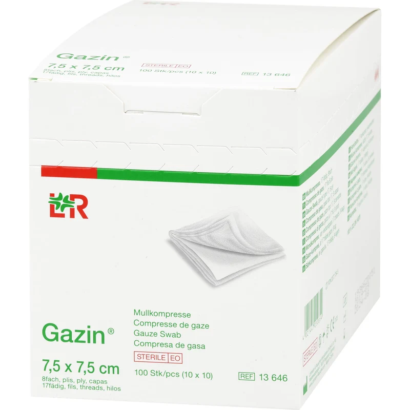 Gazin Kompressen steril 7,5x7,5cm, 10X10 St KOM