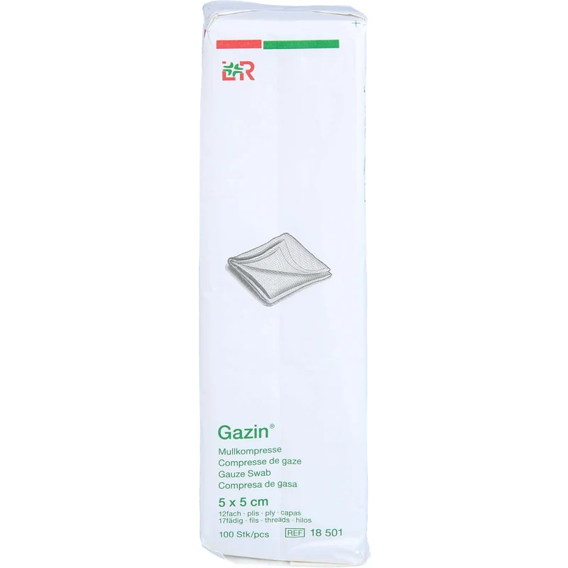 Gazin Mullkompresse 5 cm x 5 cm unsteril 12 lagig, 100 St. Kompressen