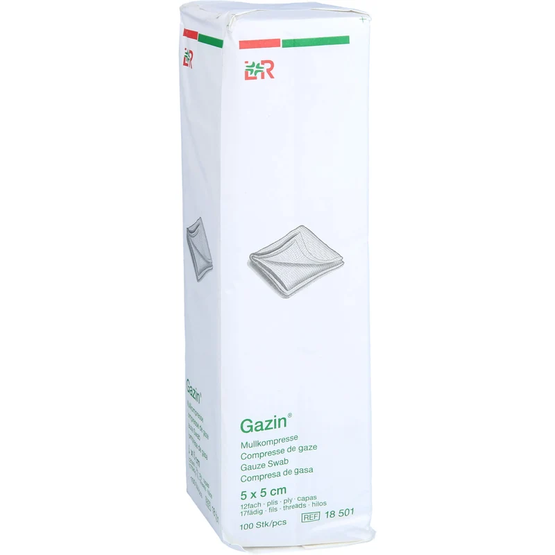 Gazin Mullkompresse 5 cm x 5 cm unsteril 12 lagig, 100 St. Kompressen
