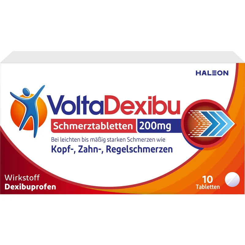 VoltaDexibu 200 mg Schmerztabletten bei leichten bis mäßig starken Schmerzen, 10 St. Tabletten