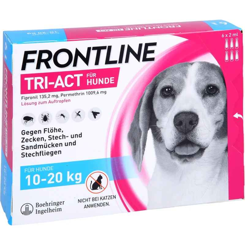 FRONTLINE TRI-ACT gegen Zecken, Flöhe und fliegende Insekten beim Hund (10-20 kg), 6 St. Einzeldosispipetten