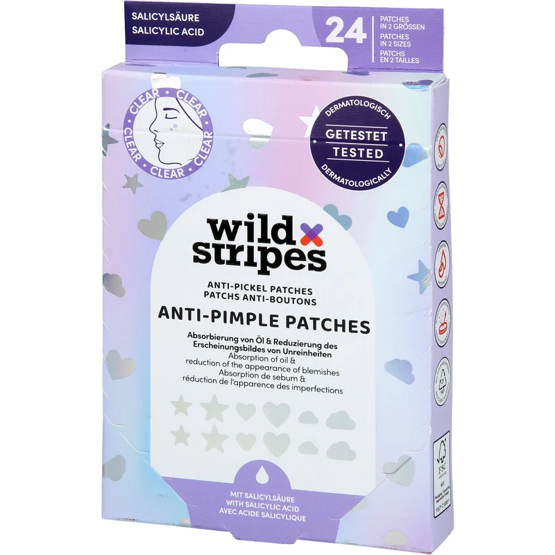 Wild Stripes Anti-Pickel Patches mit Salicylsäure, 24 St. Pflaster