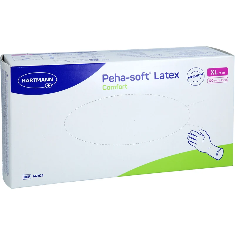 Peha-soft Latex Comfort Untersuchungshandschuhe unsteril puderfrei Gr. XL, 100 St. Handschuhe