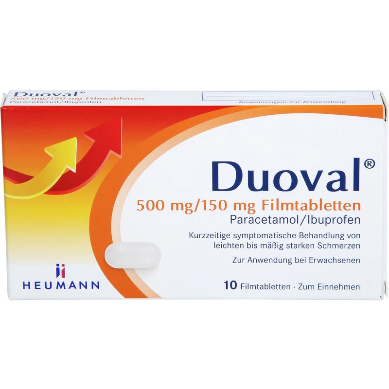 Duoval 500 mg Paracetamol / 150 mg Ibuprofen Filmtabletten, 10 St. Tabletten