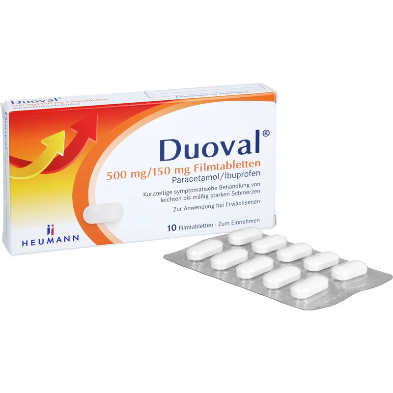 Duoval 500 mg Paracetamol / 150 mg Ibuprofen Filmtabletten, 10 St. Tabletten