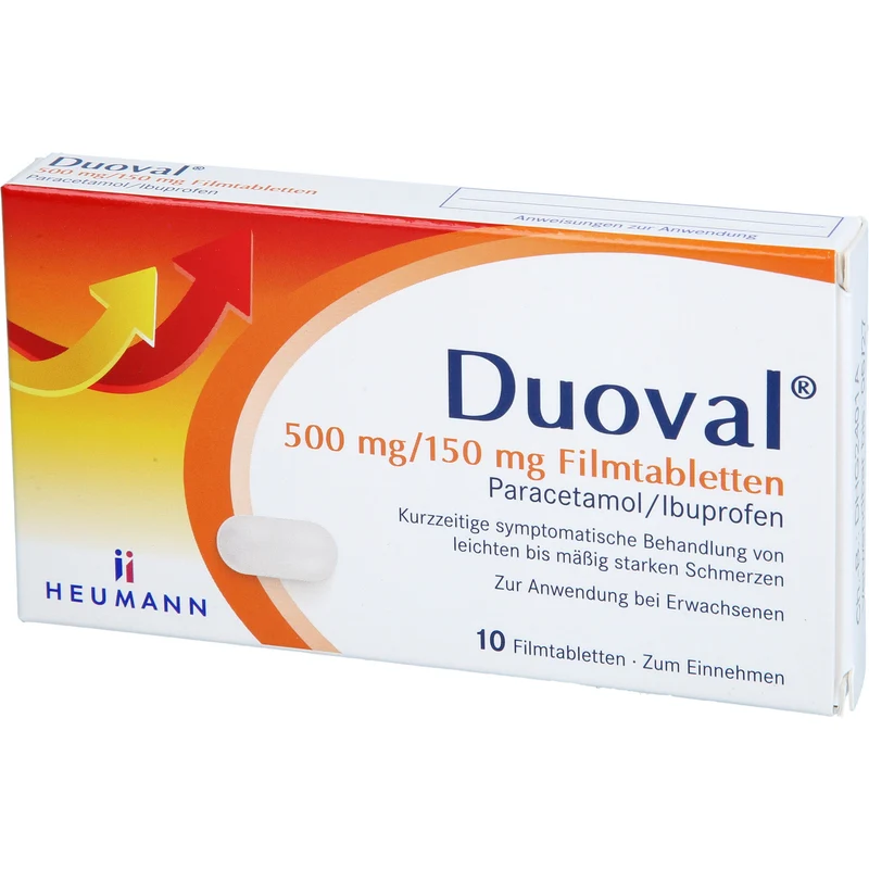 Duoval 500 mg Paracetamol / 150 mg Ibuprofen Filmtabletten, 10 St. Tabletten