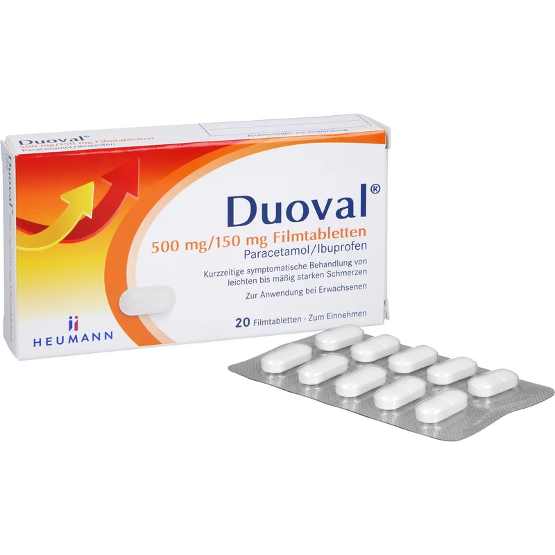 Duoval 500 mg Paracetamol / 150 mg Ibuprofen Filmtabletten, 20 St. Tabletten