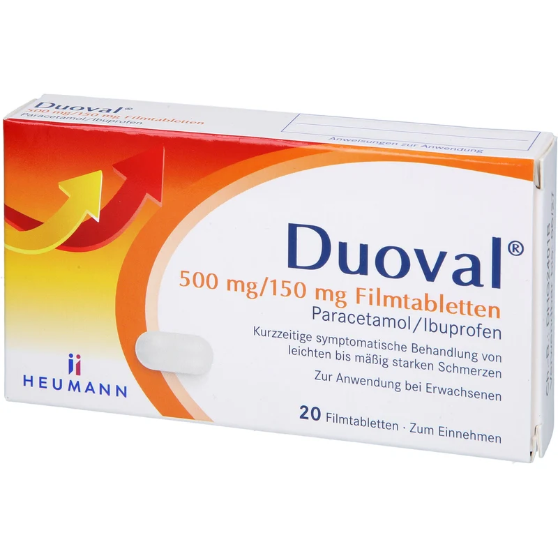 Duoval 500 mg Paracetamol / 150 mg Ibuprofen Filmtabletten, 20 St. Tabletten