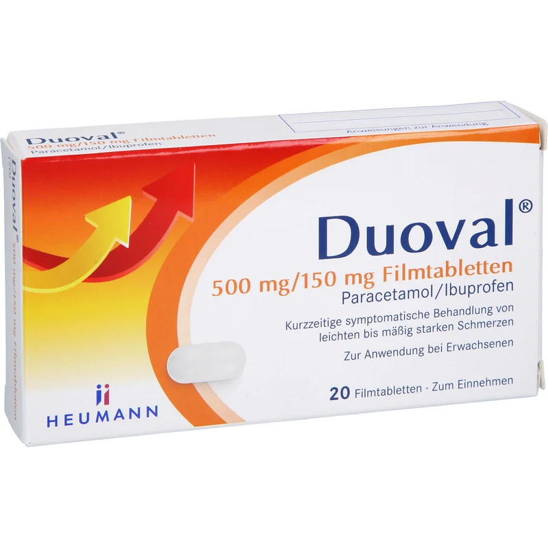 Duoval 500 mg Paracetamol / 150 mg Ibuprofen Filmtabletten, 20 St. Tabletten