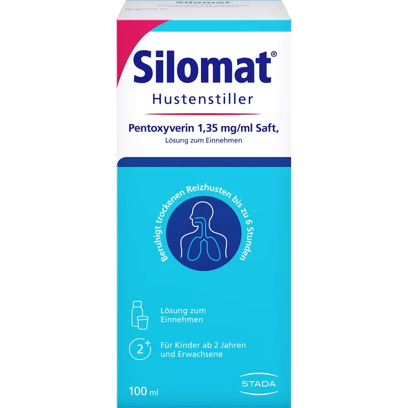 Silomat Hustenstiller Pentoxyverin 1,35 mg/ml Saft gegen Reizhusten, 100 ml Lösung