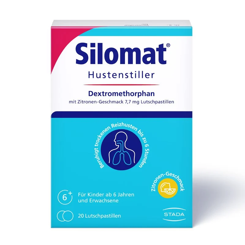 Silomat Hustenstiller 7,7 mg Dextromethorphan Lutschpastillen mit Zitronen-Geschmack, 20 St. Pastillen