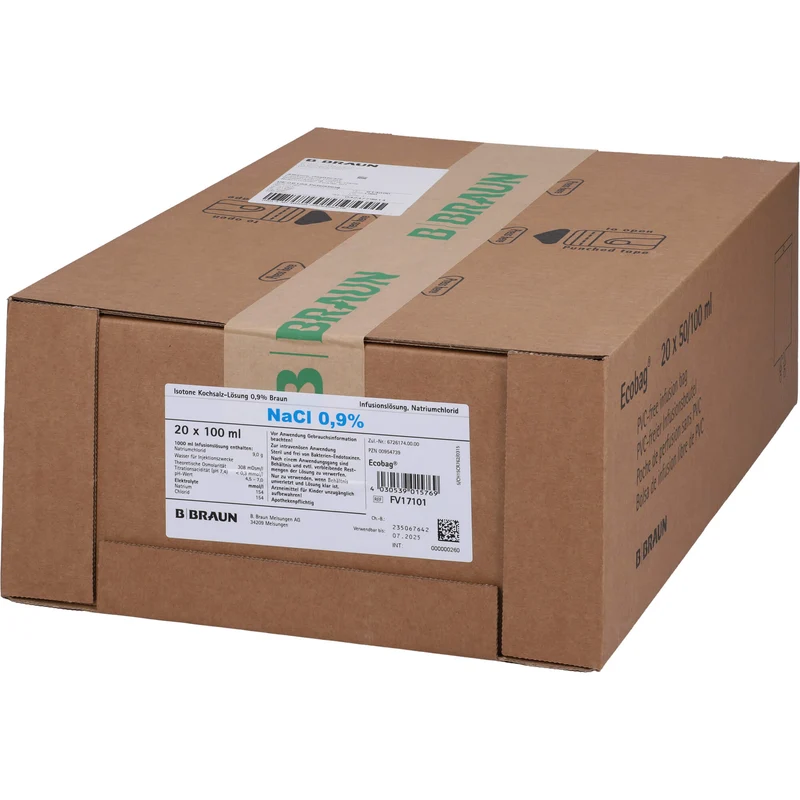 Kochsalzlösung 0,9% Braun Ecobag, 100ml, 20X100 ml INF