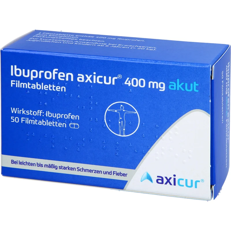 Ibuprofen axicur 400 mg akut Filmtabletten bei Schmerzen und Fieber, 50 St. Tabletten