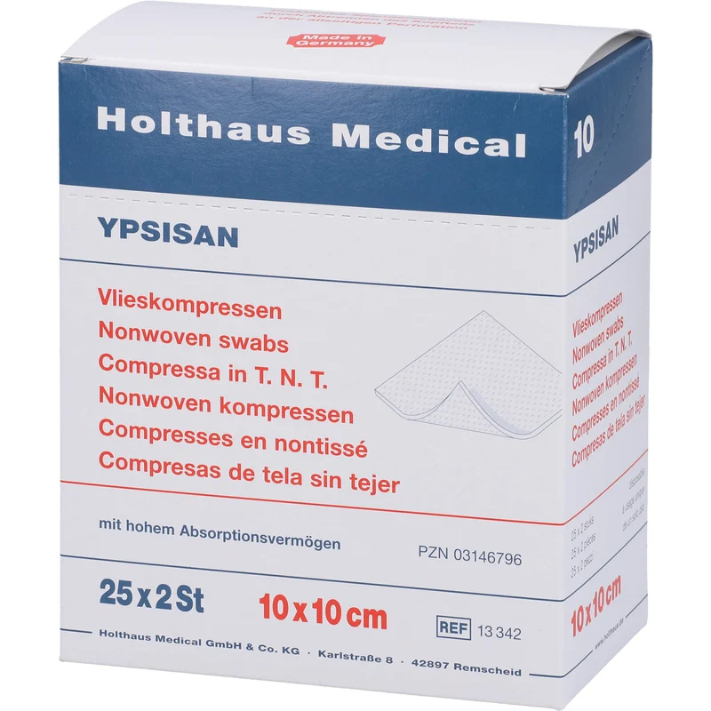 Holthaus Medical Ypsisan Vlieskompressen 10 x 10 cm steril, 50 St. Kompressen
