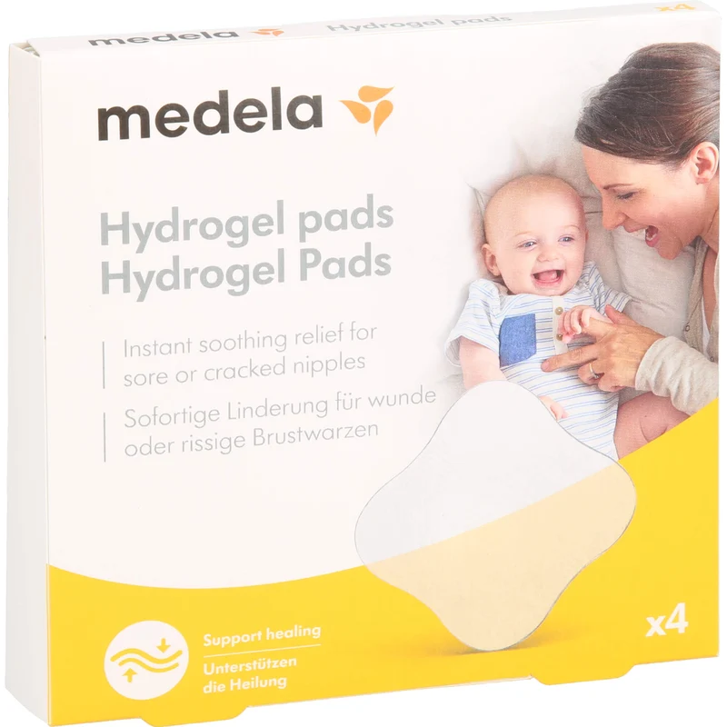 Medela Hydrogel Pads für wunde oder rissige Brustwarzen, 4 St. Kompressen