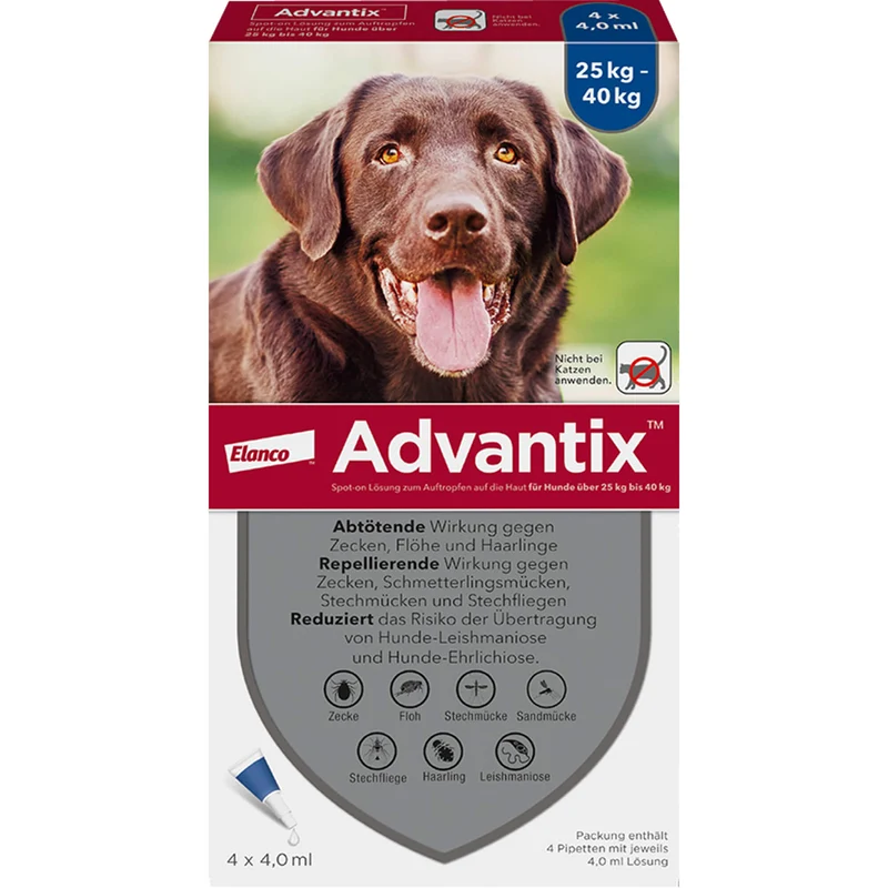 Advantix Spot-On Lösung für Hunde (25–40 kg), 4 St. Einzeldosisbehältnisse