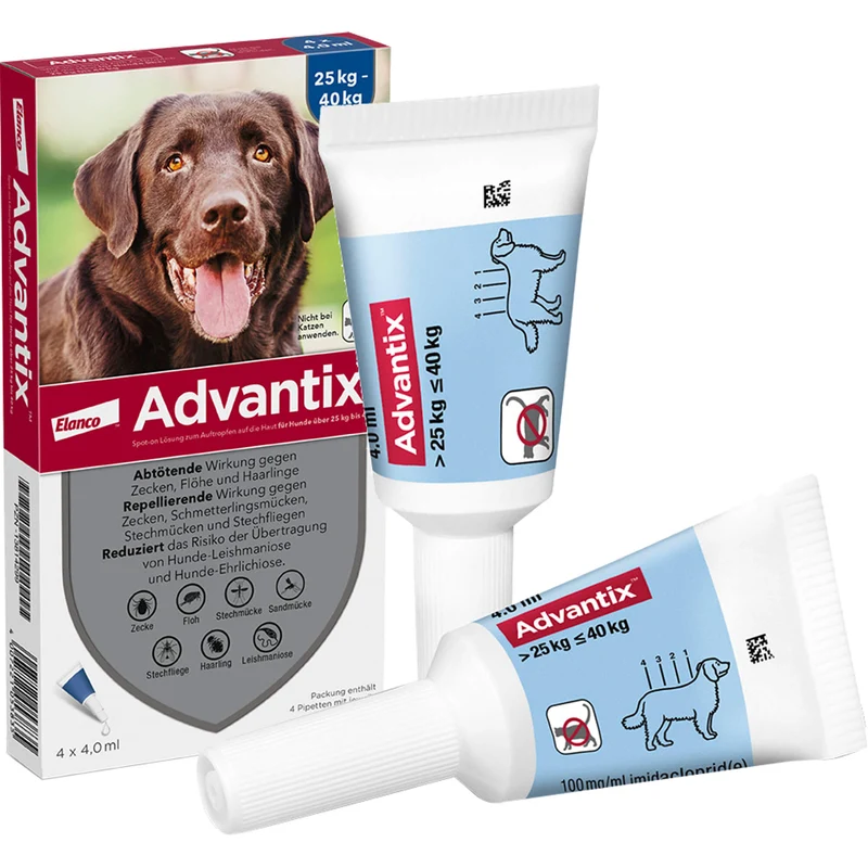 Advantix Spot-On Lösung für Hunde (25–40 kg), 4 St. Einzeldosisbehältnisse