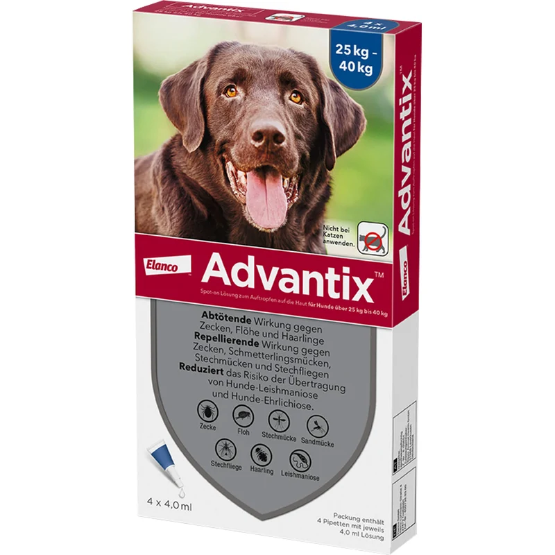 Advantix Spot-On Lösung für Hunde (25–40 kg), 4 St. Einzeldosisbehältnisse