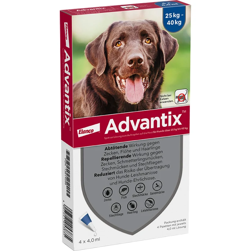 Advantix Spot-On Lösung für Hunde (25–40 kg), 4 St. Einzeldosisbehältnisse