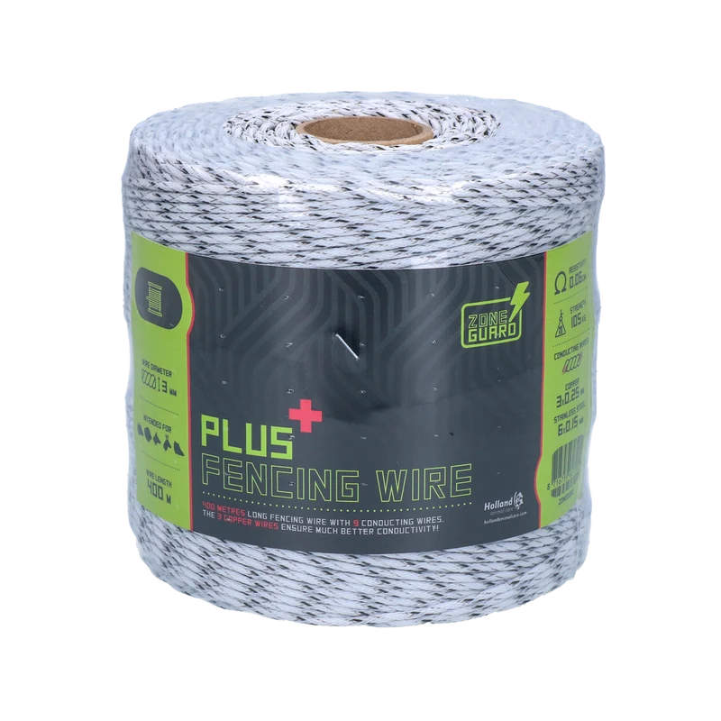 ZoneGuard 3 mm Plus afrasteringsdraad wit en zwart 400 m