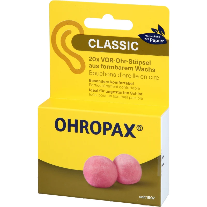 OHROPAX Classic Wachs Vor-Ohr Stöpsel aus formbarem Wachs, 20 St. Ohrstöpsel