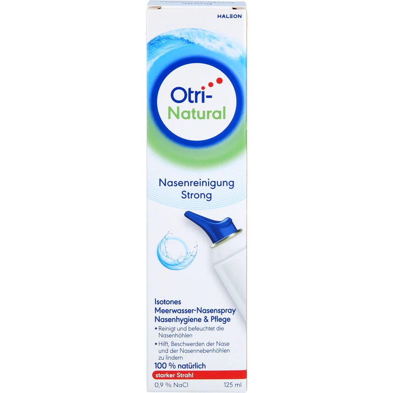 OtriNatural Nasenreinigung Strong isotones Meerwasser Nasenspray mit starkem Strahl, 125 ml Lösung