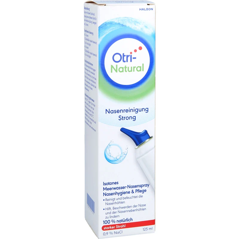 OtriNatural Nasenreinigung Strong isotones Meerwasser Nasenspray mit starkem Strahl, 125 ml Lösung
