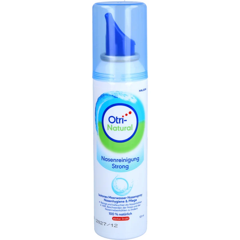 OtriNatural Nasenreinigung Strong isotones Meerwasser Nasenspray mit starkem Strahl, 125 ml Lösung