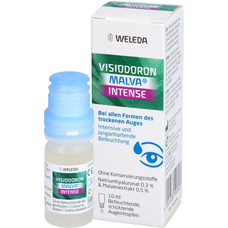 WELEDA Visiodoron Malva Intense befeuchtende Augentropfen bei trockenen Augen, 10 ml Lösung
