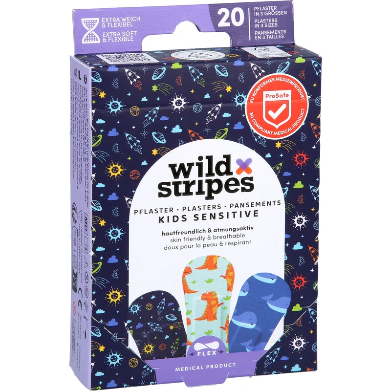 Wild Stripes Kids Sensitive Pflaster Space hautfreundlich und atmungsaktiv, 20 St. Pflaster