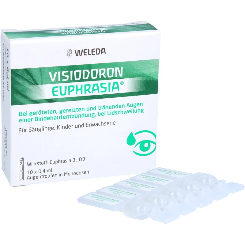 Visiodoron Euphrasia Augentropfen in Monodosen bei geröteten, gereizten & tränenden Augen einer Bindehautentzündung, 10 St. Einzeldosisbehältnisse