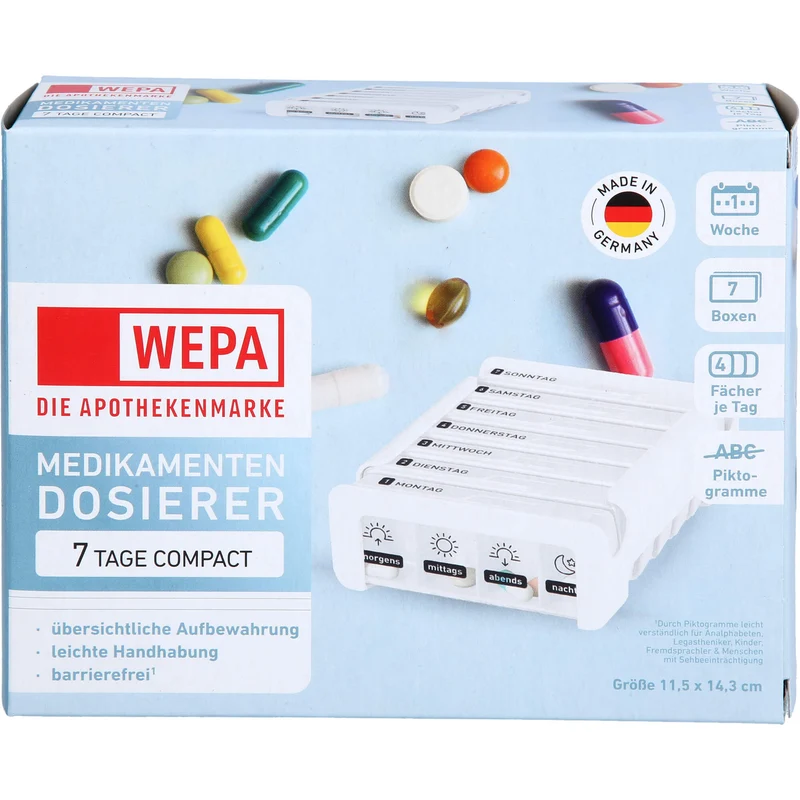 WEPA Medikamentendosierer 7 Tage Compact Wochenmagazin weiß, 1 St. Dosette