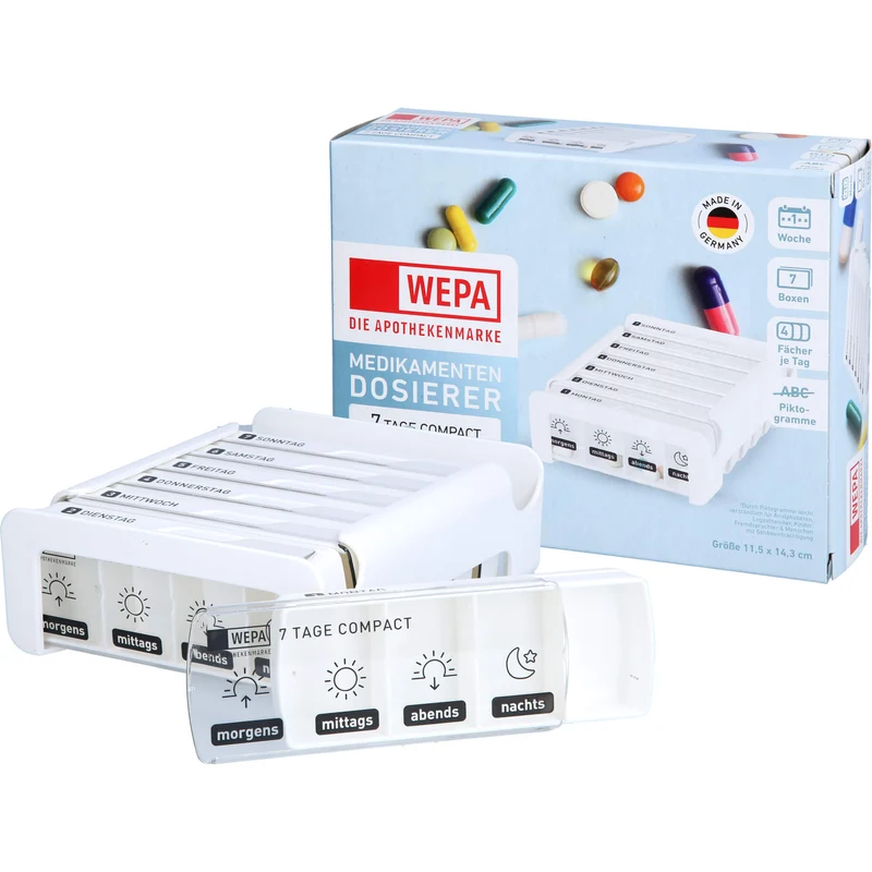 WEPA Medikamentendosierer 7 Tage Compact Wochenmagazin weiß, 1 St. Dosette