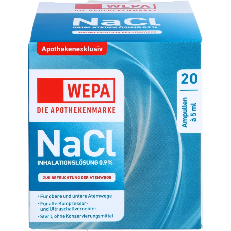 WEPA NaCl Inhalationslösung 0,9 % zur Befeuchtung der Atemwege, 20 St. Ampullen